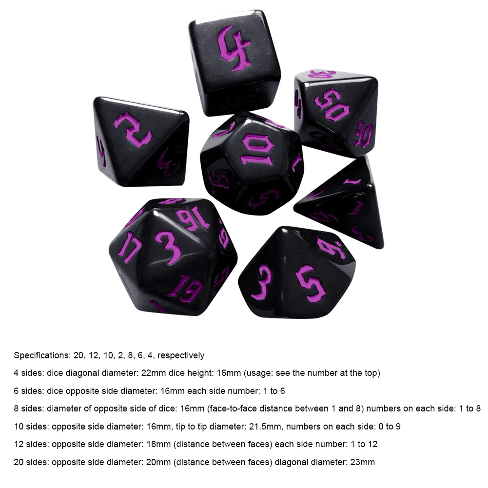 Dados 7 Peças d4 d6 d8 d10 d12 - Imagem 34